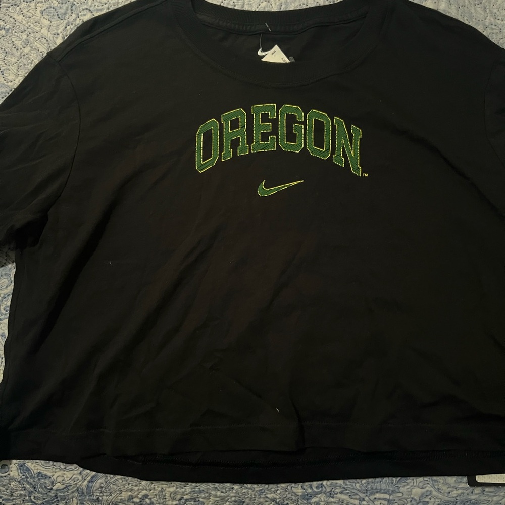Nike Black and Green Oregon Crop Top